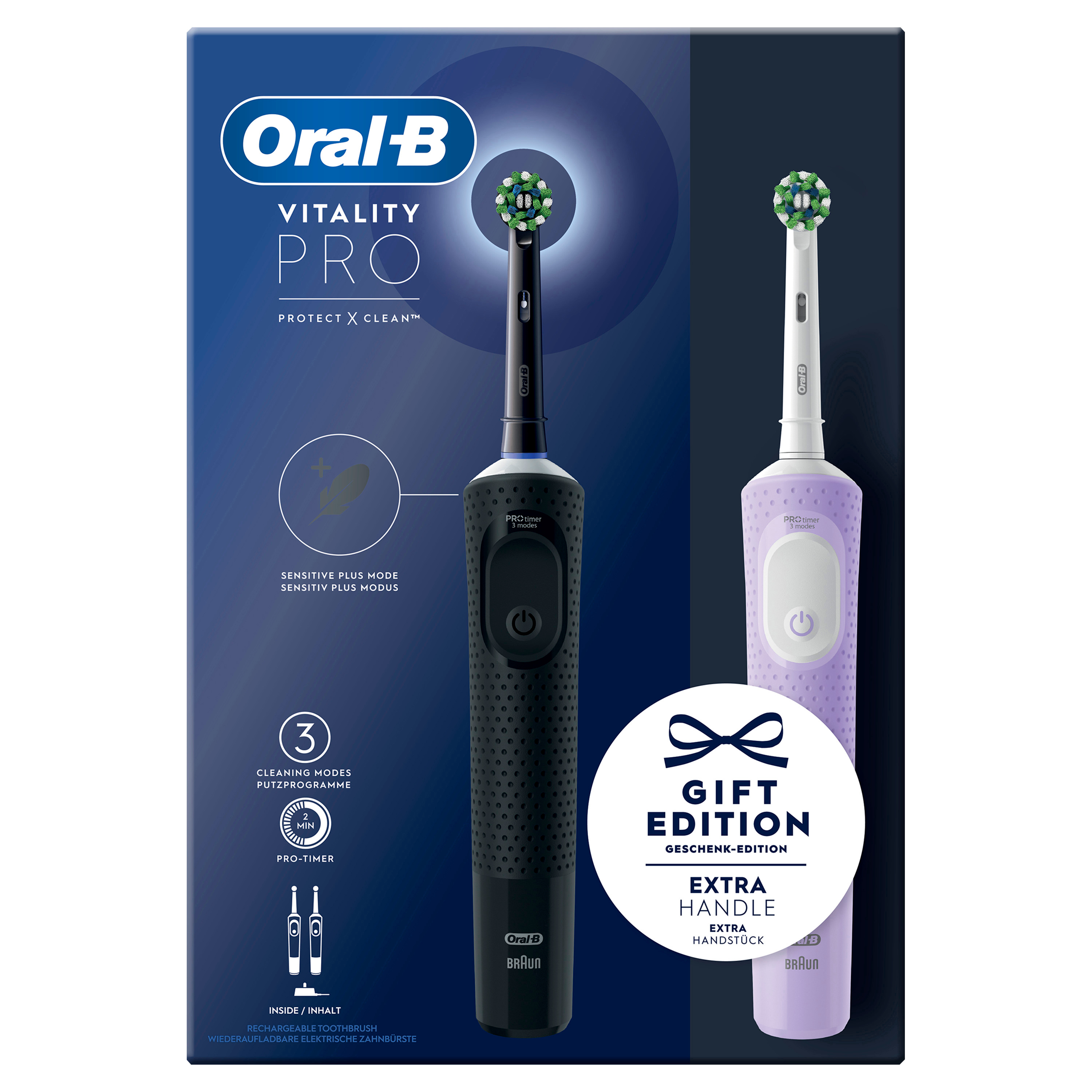 (DE) Vitality HandelsgesmbH D103 SOPO Zahnbürste | lila Pro DUO Braun schwarz Oral-B OralB
